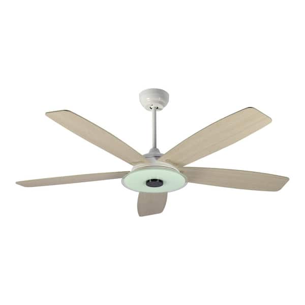 CARRO Striker 56 in. Indoor/Outdoor White Smart Ceiling Fan, Dimmable LED Light and Remote, Works with Alexa/Google Home/Siri