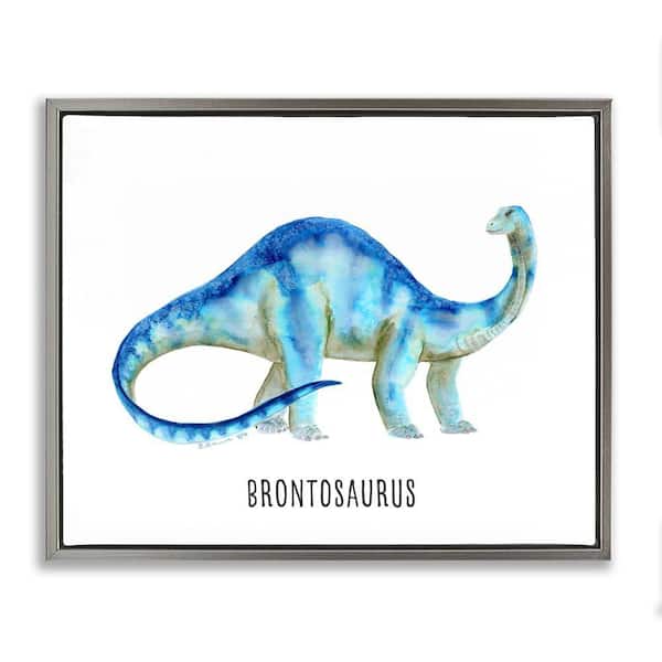 Stupell Industries Brontosaurus Dinosaur Learning by Brett Blumenthal Gray Floater Frame Animal Graphic Art Print 17 in. x 21 in.