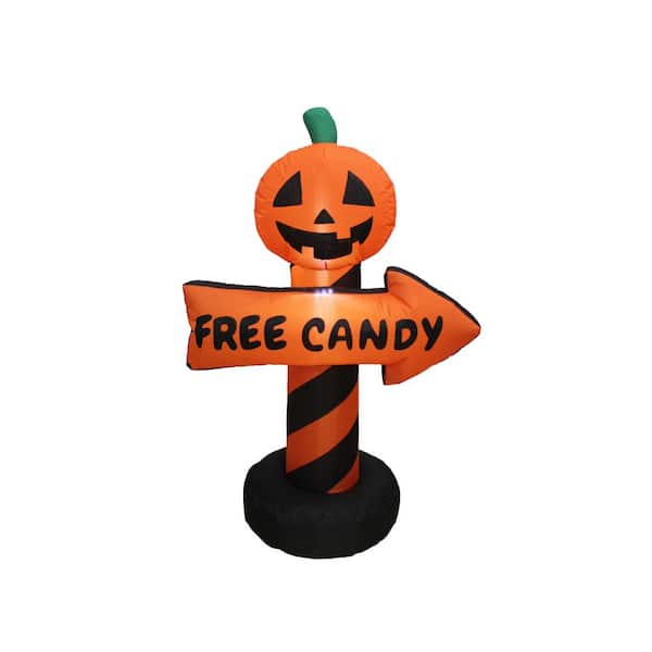 Unbranded 48.03 in. H x 15.75 in. W x 52.36 in. L Halloween Inflatable Free Candy Pumpkin Sign