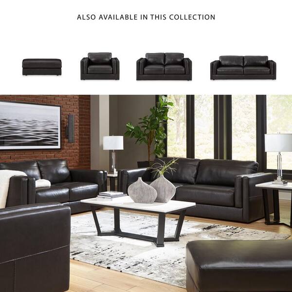Signature DESIGN BY ASHLEY Amiata Black Leather Match Rectangle