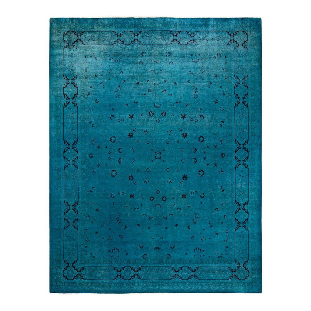 Chloe & Olivia Home Overdyed Blue 9 ft. x 12 ft. Solid Wool Indoor Area ...