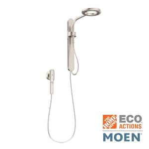 Spa Shower 1-Spray 8 in. Dual Wall Mount Fixed and Handheld Shower Head with Magnetic Dock in Spot Resist Brushed Nickel