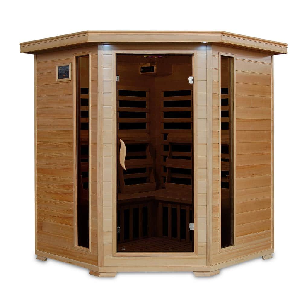 Hemlock 4-Person Corner Infrared Sauna with Carbon Heaters