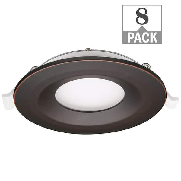Commercial Electric 3 in. Canless Integrated LED Recessed Light Oil Rubbed Bronze Trim Kit 550lm Adjustable CCT Kitchen Bathroom (8-Pack)