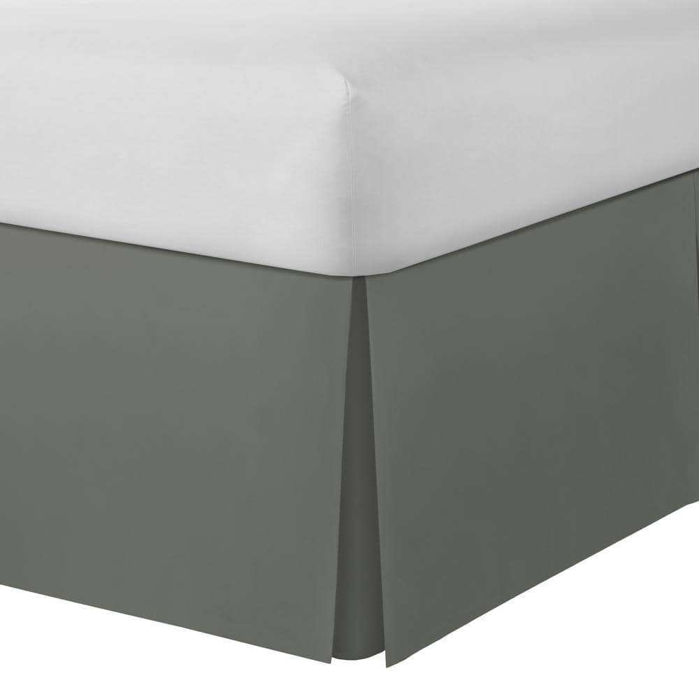 Twin Silver Polyester 21" Drop Length Bed Skirt