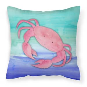 14 in. x 14 in. Multi-Color Outdoor Lumbar Throw Pillow Crab Watercolor