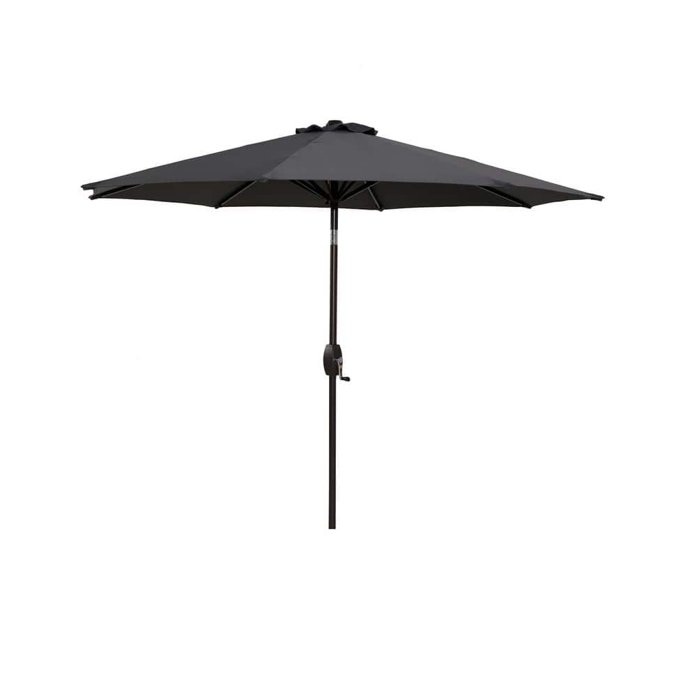 SERGA 9 ft. Outdoor Patio Market Umbrella with Crank Lift in Gray
