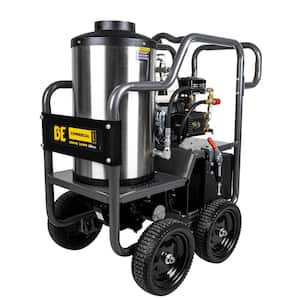 2700 PSI 2.8 GPM Hot Water Gas Pressure Washer Honda GX200 Engine and General Triplex Pump Powered Coated Roll Cage