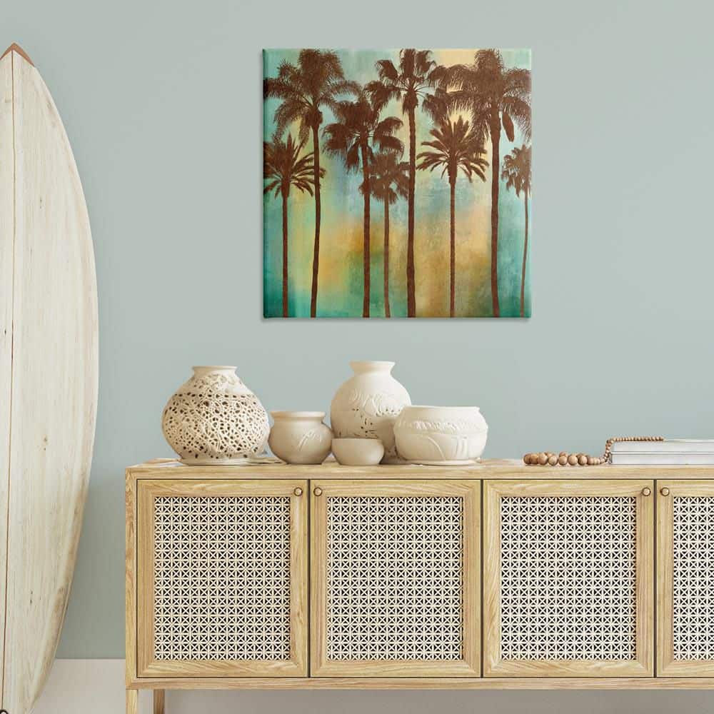 Looming Palms on Gradient by John Seba Unframed Nature Graphic Art Print 36 in. x 36 in. price history on PriceWatchPro