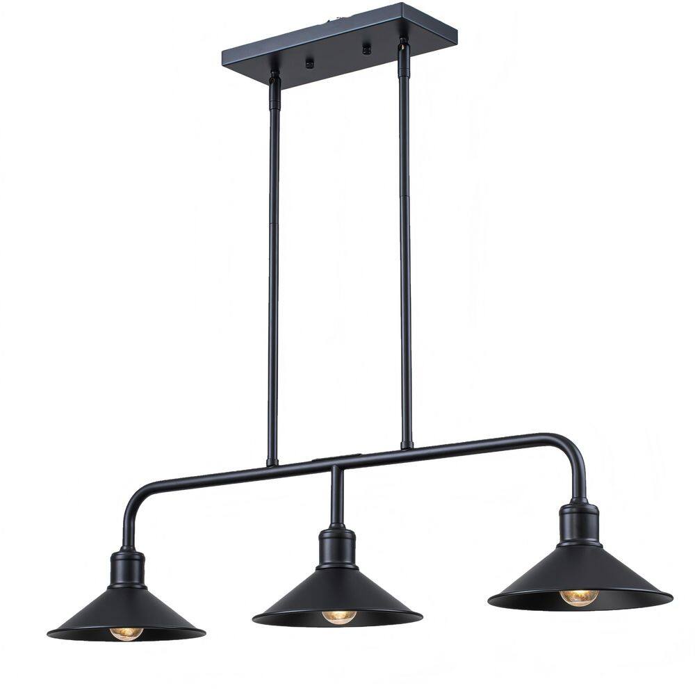 Estelle 3-Light 34-in Modern Matte Black Linear Kitchen Island Pendant with Sculpted Skirt Shades price history on PriceWatchPro