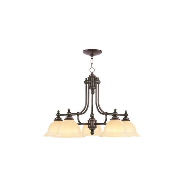 Livex Lighting 5-Light Olde Bronze Chandelier with Iced Champagne Glass Shade