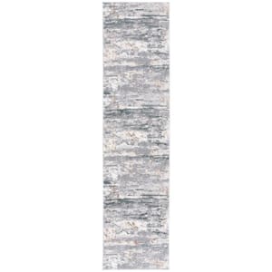 Alenia Gray/Beige 2 ft. x 8 ft. Abstract Gray/Beige Distressed Marle Runner Rug