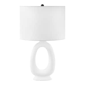 Tatton White Ceramic 23 in. Indoor Table Lamp with White Fabric Shade