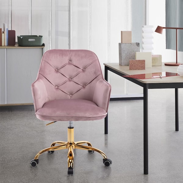Velvet Home Office Chair W/ Arms Adjustable 360° Swivel Computer Desk Stool Seat 