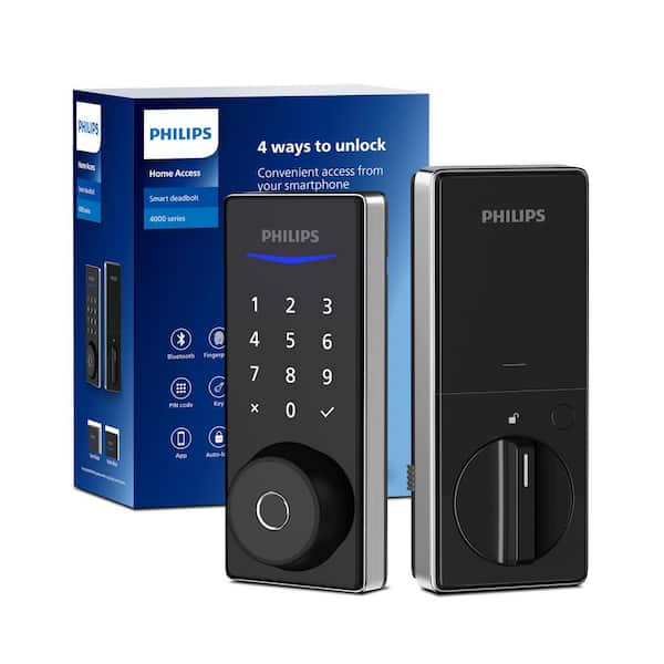 Satin Nickel Bluetooth Fingerprint Touchscreen Smart Door Lock Deadbolt (Works with Many Smart Devices)