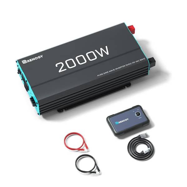 2000-Watt 12V DC to 120V AC Pure Sine Wave Inverter Off-Grid Solar Power Converter Remote-Controlled for Li,AGM,GEL,SLD