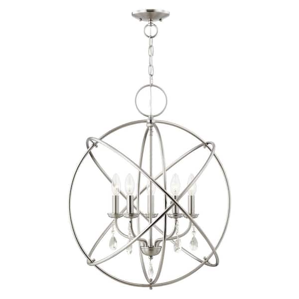 AVIANCE LIGHTING Cahill 5-Light Brushed Nickel Chandelier with Crystals