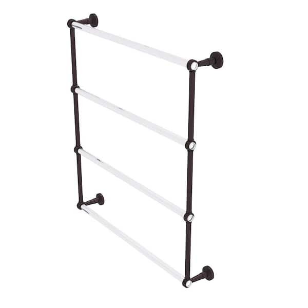 Allied Brass Pacific Beach 4-Tier 30 in. Ladder Towel Bar with Groovy Accents in Antique Bronze