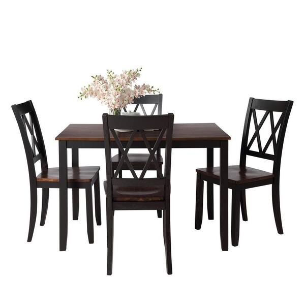5Piece Wood Outdoor Dining Set (Black Plus Cherry) ST719B185 The Home Depot