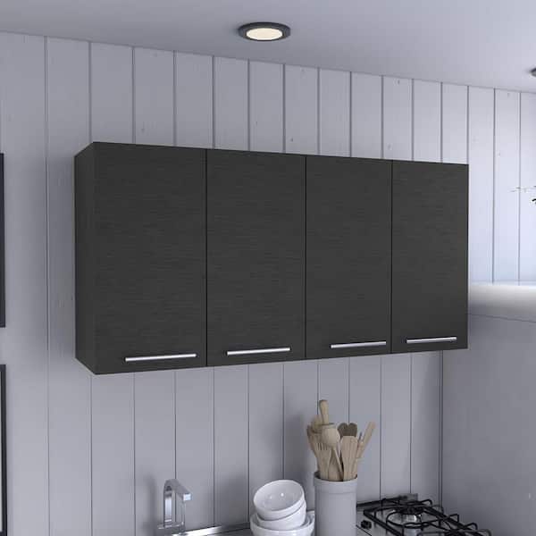Tahanbath Kitchen Cabinet Durham, Four Doors, Black Wengue Finish