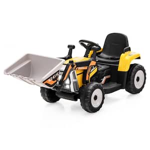 Kids Ride On Excavator Digger 12-Volt Electric Tractor RC with Digging Bucket Yellow