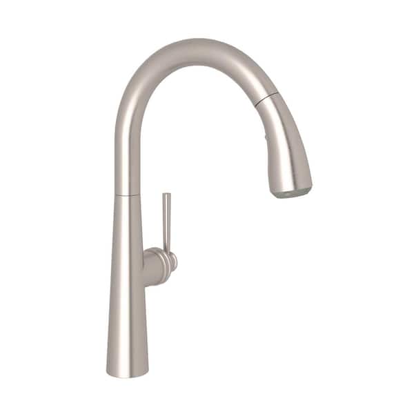 Modern Lux Single-Handle Pull-Down Sprayer Kitchen Faucet in Satin Nickel