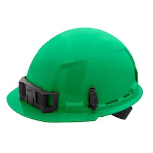 BOLT Green Type 1 Class E Front Brim Non-Vented Hard Hat with 4 Point Ratcheting Suspension