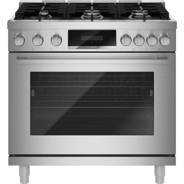 800 Series 36 in. 5.4 cu. ft. Industrial Pro Style Dual Fuel Range with 5-Burners in Stainless Steel