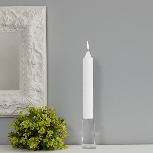 Grecian Collenette 9 in. White Unscented Taper Candle (Set of 4)