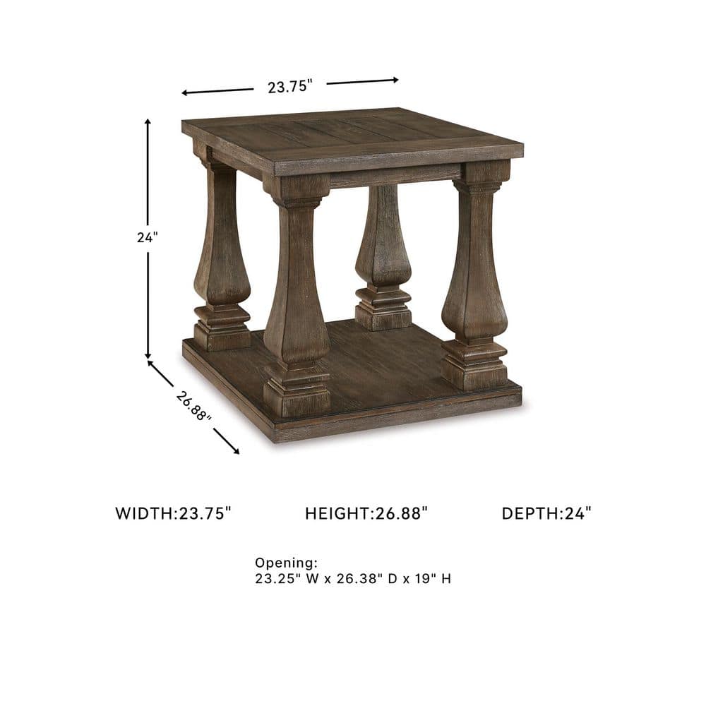 Johnelle 23.75 in. Gray Rectangle Wood End Table with Lower Shelf - thumbnail 7
