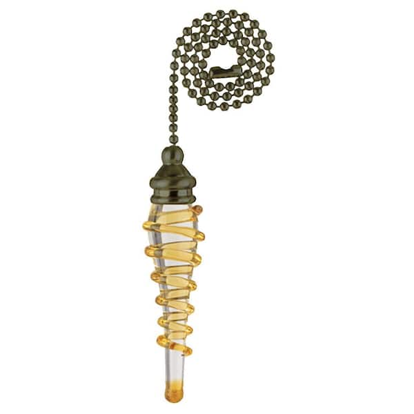 Yellow Spiral Cone with Bronze Accents Pull Chain