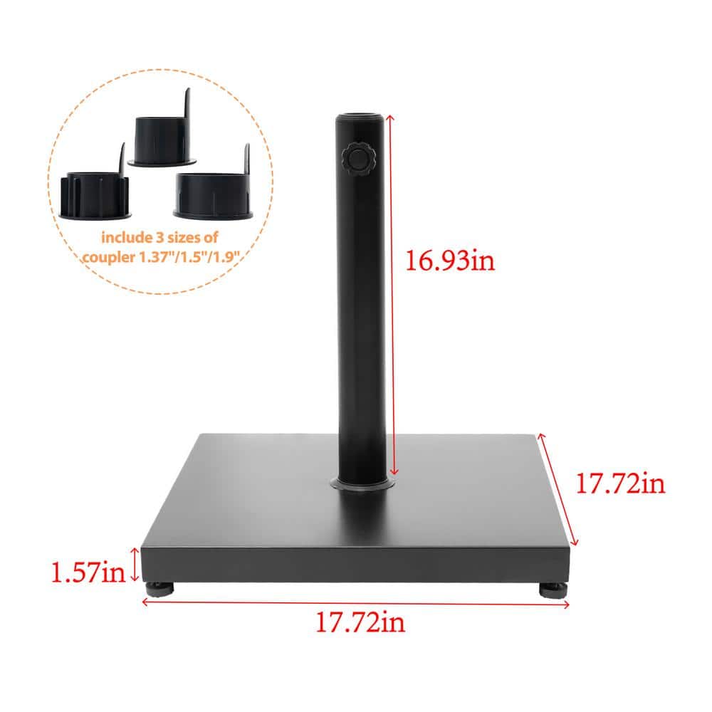 40 lbs Black Concrete and Steel Square Parasol Base