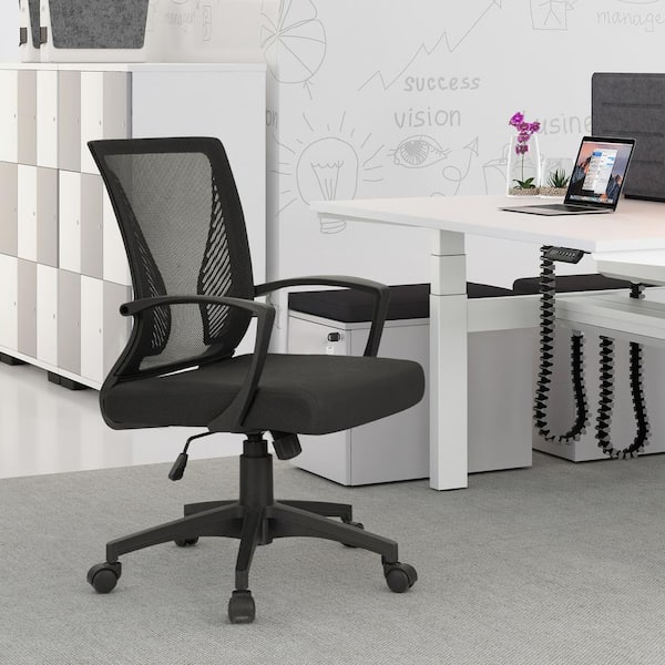 Black 360 Degree Swivel，Black Office Chair，Fabric Mesh Adjustable Swivel Computer Desk Chair，Tilt Mechanism 