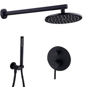 3-Spray 10 in. 2.2 GPM Dual Shower Head and Handheld Shower Head Wall Mounted Bathroom Rainfall in Matte Black