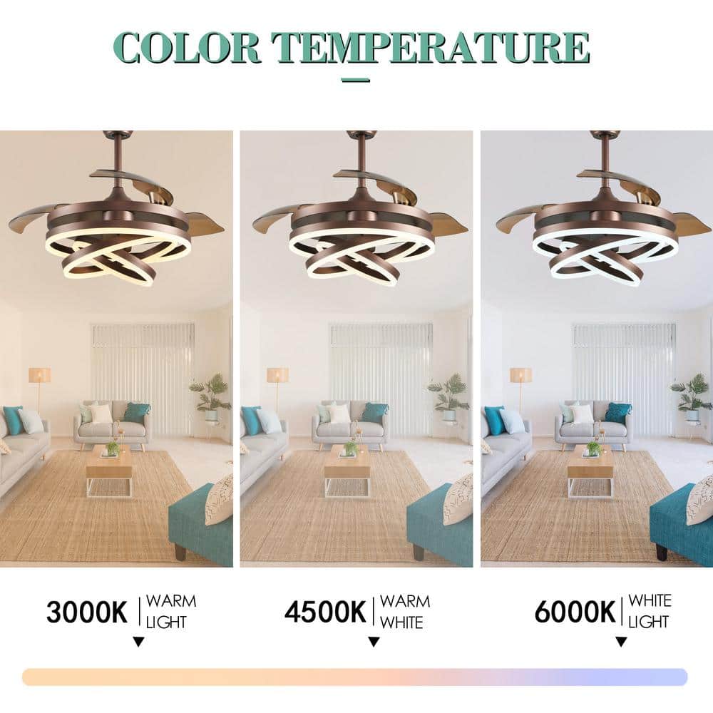 Bayview 42" Brown Brushed Metal LED Ceiling Fan with Remote