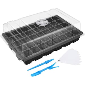 Humidity Adjustable Plant Starter Kit with Dome and Base Greenhouse Grow Trays Garden Propagator Set for Seeds Growing Starting 12 Pack Seed Trays Seedling Starter Tray 12 Cells per Tray 