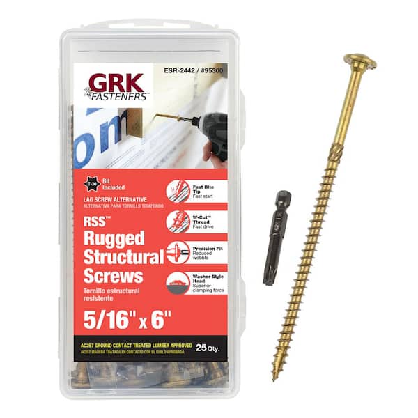 GRK Fasteners 5/16 in. x 6 in. Star Drive Low Profile Washer Head Wood Screw (25-Pack)