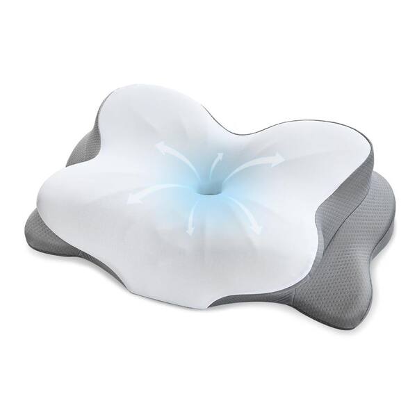 Ergonomic Memory Foam Cervical Neck Pillow for Pain Relief, Bed Pillow for Neck Support, White 1Pack