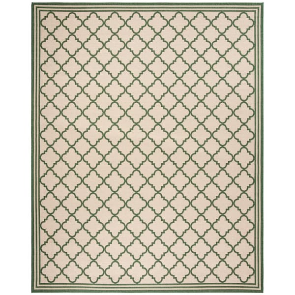 SAFAVIEH Beach House Cream/Green 8 ft. x 10 ft. Trellis Indoor/Outdoor Patio  Area Rug