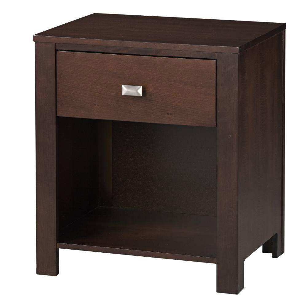 Benjara 23 in. 1Drawer Brown Wooden Nightstand BM187629 The Home Depot