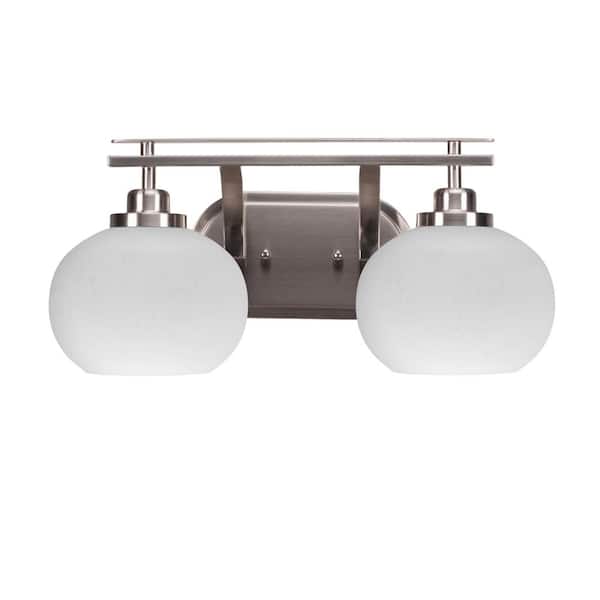 Unbranded Monroe 17.75 in. 2-Light Brushed Nickel Vanity Light 7 in. White Muslin Glass Shade No Bulbs Included