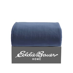 Peak Solid 1-Piece Blue Reversible Plush Microfiber 50X60 Throw Blanket