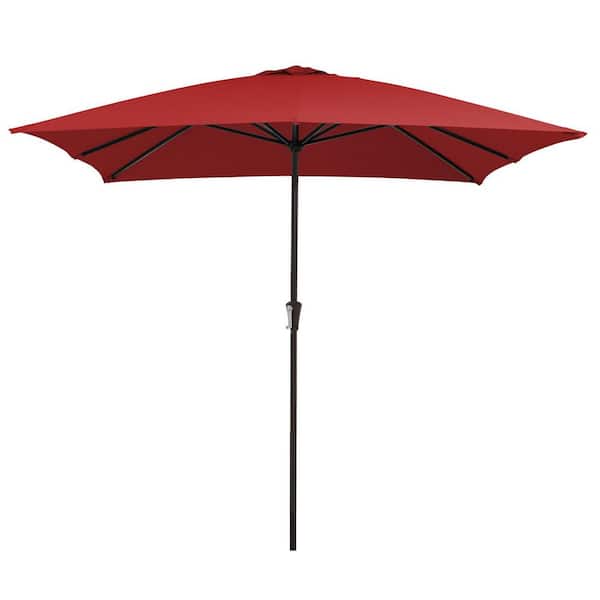 8 ft. x 10 ft. Steel Rectangular Market Umbrella in Red