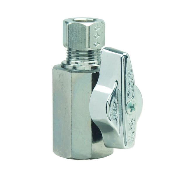 BrassCraft 1/2 in. FIP Inlet x 3/8 in. Comp Outlet 1/4-Turn Straight Ball Valve