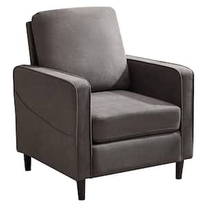 Dark Gray Accent Chair Modern Linen Fabric Armchair for Living Room Sofa Chair