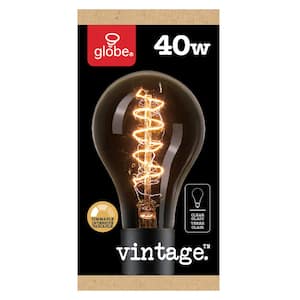 40 Watt A21 Dimmable Spiral Filament Vintage Edison Incandescent Light Bulb, Soft White Light