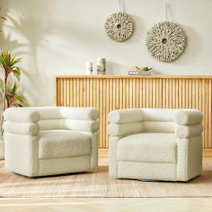 Regina Beige Modern Swivel Arm Chair with 2-Pillow Set of 2