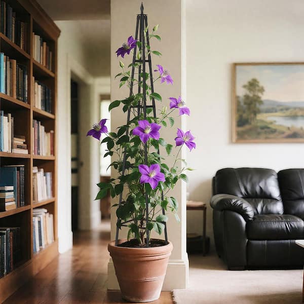 SenQWFa 72 in. Plastic-Coated Metal Obelisk Trellis for Climbing