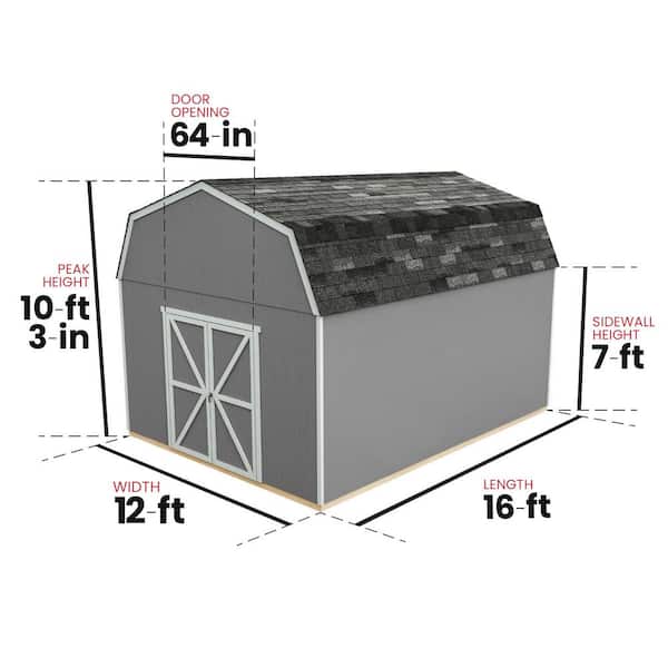 Do-it Yourself Hudson 12 ft. x 16 ft. Wood Storage Shed with Smartside designed for exisitng cement pad (192 sq. ft.)