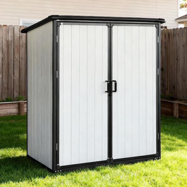 5 ft. W x 3 ft. D Resin White Outdoor Storage Shed with Floor and Lockable Door (15 sq. ft.)